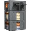 NiuBeBe Scatole per Armadio Rigide: Contenitori per Armadio Cerniera - Piumone Lenzuola Organizzatore Armadio - Scatole per Vestit (Grigio 3x66L)