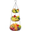 Cestino Portafrutta A 3 Ripiani In Ferro | Sospeso A Gradoni Per Cucina | 84 Cm, Nero