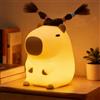 FAMIDUO Luce Notturna Bambini Capibara con i capelli, Divertente LED Lampada Silicone Morbida, Lampada Notturna per Bambini Ricaricabile Tramite USB, Controllo Touch, Regalo Neonato