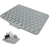 TAIVIN Tappetino per scolare i piatti 40x32 cm,Tappetino Scolapiatti con Uscita di Scarico,Silicone Dish Mat,Adatto per il lavello della cucina e lo scarico del piano di lavoro (Grigio)
