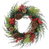 Zavothy - Ghirlanda natalizia per porta 50 cm, corona di Natale artificiale con pigne e palline di Natale, corona dell'Avvento, decorazione natalizia, decorazione per porta d'ingresso, verde scuro e