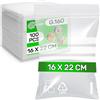 ONIX TECH 100 Pezzi Bustine Trasparenti Richiudibili con Bande Bianche 16 x 22 cm LDPE - Food Safe - Buste Plastica Richiudibili con Zip per Confetti Congelatore Caramelle - Spessore 0,04 mm G.160 - ONIX TECH