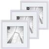 lincoolart Cornice portafoto 30x30 cm, in legno bianco, MDF, quadrata, con vetro acrilico, per foto 20x20 con passepartout o 30x30 senza passepartout, set di 3