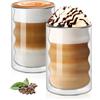 Vicloon Tazza caffè Doppio Vetro Borosilicato, 2 Pezzi Bicchieri Espresso Doppia Parete 375 ml, Tazzine di Vetro a Doppia Parete, Bicchiere caffè Vetro per tè, Latte, Cappuccino, Espresso, Succo