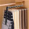 TAOPE Grucce Pantaloni Salvaspazio, 2 Pcs Appendini per Pantaloni in Acciaio Inox, Porta Pantaloni Multifunzionali, 6 in 1 Antiscivolo Appendini Armadio per Pantaloni Sciarpe Jeans Asciugamani - Nero
