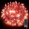 ALLBASA Ghirlanda luminosa 8 modalità, 10 m, 100 LED, decorazione romantica per albero di Natale, matrimonio, festa, ghirlanda interna (rosso, filo trasparente)