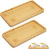 EXIN DEHCEN 2 Pieces Wooden Tray, Small Rectangular Bamboo Trays