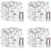 plainshe Catena luminosa a batteria, 4 pezzi, bianco, 10 m, 100 LED, filo argento, micro catena di luci per esterni, impermeabile, 8 modalità, telecomando timer per albero di Natale, esterno, giardino