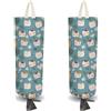CRASPIRE 2 pz Porta Sacchetti di Plastica in Tessuto con Tema Gatto Blu 4 Ganci Adesivi Corda di Trazione per La Spesa Regolazione Gratuita Organizer Riutilizzabile Lavabile Montaggio A Parete