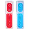 TechKen 2 telecomandi di ricambio per Wii, TechKen compatibili con Wii, telecomando di ricambio con silicone e cinturino da polso (blu rosso)