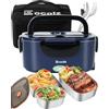 Eocolz Lunch Box Elettrico 60-80W per Adulti Scaldabagno Elettrico Scaldabagno Portatile per Auto Camion Lavoro con Forchetta e Cucchiaio in Acciaio Inox