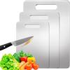 Lrpiyvo Set di 3 Taglieri in Acciaio Inox - Tagliere Alimentare Antiscivolo per Cucina e Cutting Board Doppio Lato, per Carne, Frutta e Verdura