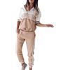 HIFI7 Donna Tuta Sportiva Set Tute da Ginnastica Sportive Complete Felpa Ragazza con Cappuccio Pantaloni Jogging Running Hoodie Sports Sweatshirt Leggera Pantalone (IT, Testo, XXL, Regular, Regular, Kaki)