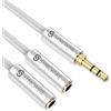 SYNCWIRE Cavo splitter per cuffie, adattatore splitter AUX da 3,5 mm, connettore in nylon intrecciato su 2 x femmina, prolunga AUX per Apple iPhone, iPod, iPad, Samsung, cuffie, altoparlanti,