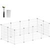 SONGMICS Recinto per Animali di Piccola Taglia, Recinzione Personalizzabile per Criceti, Conigli, Rete in Metello, Include Martelletto e Fascette, per Uso Interno, Bianco LPI001W01