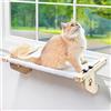 AMOSIJOY Davanzale per gatti, robusta, con struttura in legno e metallo, per gatti di grandi dimensioni, facile da regolare, per davanzale, comodino, cassetti e armadietti (55 cm, peluche bianco)
