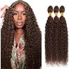 AiPliantfis Curly Wave Bundles Human Hair Capelli Veri Tessitura Human Hair Extensions Capelli Umani #4 Brown 50g/PC 150G Double Weft Unprocessed Virgin for Women 3 Bündel 24 26 28 Pollici