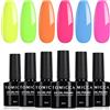 TOMICCA - Smalto semi-permanente fluorescente al neon, 6 colori arancio blu giallo verde porpora vibrante, smalto gel UV, soak-off, UV/LED, gel regalo per manicure fai-da-te a casa, 8 ml
