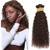 AiPliantfis Water Wave Bundles Human Hair Capelli Veri Tessitura Human Hair Extensions Capelli Umani #4 Brown 50g/PC 150G Double Weft Unprocessed Virgin for Women 3 Bündel 30 32 34 Pollici