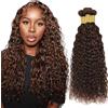 AiPliantfis Water Wave Bundles Human Hair Capelli Veri Tessitura Human Hair Extensions Capelli Umani #4 Brown 50g/PC 150G Double Weft Unprocessed Virgin for Women 3 Bündel 18 20 22 Pollici