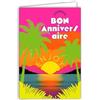 Afie 69-8156 - Cartolina postale FLUO Buon anno festeggia celebrare gode del sole sotto le palme, spiaggia mare mare oceano farniente - con busta bianca 12 x 17,5 cm - Creazione di qualità francese