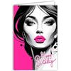 Afie 69-8173 - Biglietto di auguri di compleanno per ragazze, donne, elegante, motivo: viso, colore: nero e bianco, rossetto, con busta bianca, 12 x 17,5 cm, di fabbricazione francese