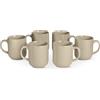 Amazon Basics Tazze Mug da Caffè in Gres Smaltato, Set di 6 Pezzi, 473ml, Adatte al Microonde e alla Lavastoviglie, Grigio Lino
