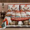 PETTI Artigiani Italiani - Trapunta Matrimoniale Invernale di Natale, Piumone Matrimoniale Natalizio, Trapunta Double Face Tinta Unita e Stampa Digitale Xmas 19, Made in Italy