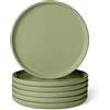 Amazon Basics Piatti per Antipasti in Gres Smaltato, Set di 6 Pezzi, Adatti al Microonde e alla Lavastoviglie, 17cm, Verde Oliva