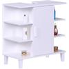 Relaxdays Mobile lavabo Relaxdays con Anta e 6 Ripiani, HLP: 65x64x31 cm, MDF, Mobile Bagno lavabo, Bianco