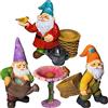 Mood Lab Set di 4 gnomi da giardinaggio in miniatura, set di 4 pezzi - 8,9 cm H da giardino e kit di accessori - decorazione per esterni o casa