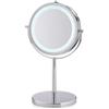 kela Specchio cosmeticocon illuminazione e ingrandimento TIO 13 cm, 1/5 volte, specchio da tavolo, metallo cromato, specchio da barba rotondo