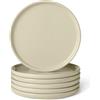 Amazon Basics Piatti Piani in Gres Smaltato, Set di 6 Pezzi, Adatti al Microonde e alla Lavastoviglie, 27cm, Avorio