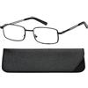 Hubeye Occhiali da Lettura Uomo Rettangolare In Metallo Cerniera A Molla Materiale In Acciaio Inox Occhiali Anti Luce Blu con la custodia in pelle 1.00