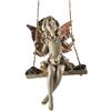 Fiesta Studios Prezents.com Foresta Fata Fiori Hanging Corda Altalena Rame Alato Bianco Scultura Figurine Art Deco Ragazza Giardino Home Decor Regalo Altezza 19 cm