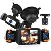 Rimoody 4 Canali 360° Dashcam Auto, 4 Telecamera HD 1080P Anteriore e Posteriore Sinistra Destra, 2.4 Pollici Schermo IPS Dash Cam con Visione Notturna IR/Loop video/24H Parcheggio Monitor/G-Sensore