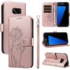 Bravoday Cover per Samsung Galaxy S7, Custodia in PU Pelle Portafoglio Flip Schede con Slot per Carte, Magnetica Antiurto Cover per Galaxy S7, Oro Rosa