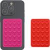 kwmobile Set da 2 Ventose per Telefono in Silicone - Ventosa Cellulare Compatibile con iPhone e Android - Supporto Adesivo - Rettangolare 5,5 x 8 cm - Rosa/Rosso
