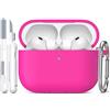 R-fun Custodia per Airpods Pro 3 (2025), custodia protettiva in silicone morbido compatibile con Apple AirPods Pro 3 generazione per donne e uomini con kit di pulizia/portachiavi,Rosa cipria