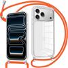Pnakqil Cover per iPhone 17 Pro con Cordino, Custodia con Laccio Collana Tracolla Trasparente Cellulare Antigraffio Silicone Proteggere Corda Case per iPhone 17 Pro, Arancio 01