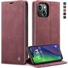 Monweicz Cover Compatibile con IPhone 14 Plus, Custodia Portafoglio con Slot per Scheda, Protezione Completa Premium in Pelle PU, Flip Libro Magnetica IPhone 14 Plus, Vino Rosso