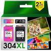 TODOINK 304XL Nero e Colore Cartucce d'inchiostro 304 XL cartucce per hp 304 xl nero per HP Envy 5000 5010 5020 5030 5032 DeskJet 2600 2620 2630 3700 3720 3730 3750 3760 3762 3764 (2 Pack)