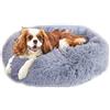 Voarge Cuccia per Gatti e Cani, Cuscino a Ciambella Peloso per Gatti e Cani, soffice cuccia per cani di piccola taglia media e gatti M-50cm/19.7in, grigio