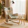 MEUBLE COSY Poltrona Relax, Sedia a Dondolo Confortevole in Tessuto Patchwork con Gambe in Legno e Metallo per Soggiorno, Decorazione con Bottoni