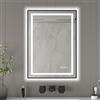 furduzz Specchio LED da bagno con cornice nera, specchio da parete 500 x 700 mm con luci frontali e retroilluminate, funzione di memoria, dimmerabile, specchio da trucco appeso antiappannamento
