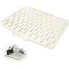TAIVIN Tappetino per scolare i piatti 40x32 cm,Tappetino Scolapiatti con Uscita di Scarico,Silicone Dish Mat,Adatto per il lavello della cucina e lo scarico del piano di lavoro (Beige)
