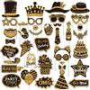 Rainway 38 pezzi scatola fotografica accessori nero oro compleanno divertente accessori foto decorazione compleanno festa accessori decorazione selfie props per carnevale matrimonio Halloween Natale
