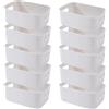 EURXLQ Cestini Portaoggetti Plastica Scatole Organizer con Manici,Contenitori per Armadio,Contenitore Plastica,Organizer Portaoggetti per Cucina Bagno Cosmetici (Grigio, 20×14.7×7cm/10 Pack)