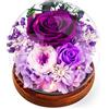 Touloube Rosa Stabilizzata Vera Regalo per la Festa Della Mamma per Donne Mamma Moglie, Avanzate Regalo Donna, Rosa Eterna Fiore Bella e la Bestia con Luci LED, Anniversario Regalo Rosa Moglie Nonna, Viola