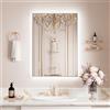 WEER Specchio da bagno a LED con retroilluminazione, specchio da parete illuminato con cornice in metallo argentato, specchio da trucco 50 x 70 cm, antiappannamento, dimmerabile in 3 colori, IP44